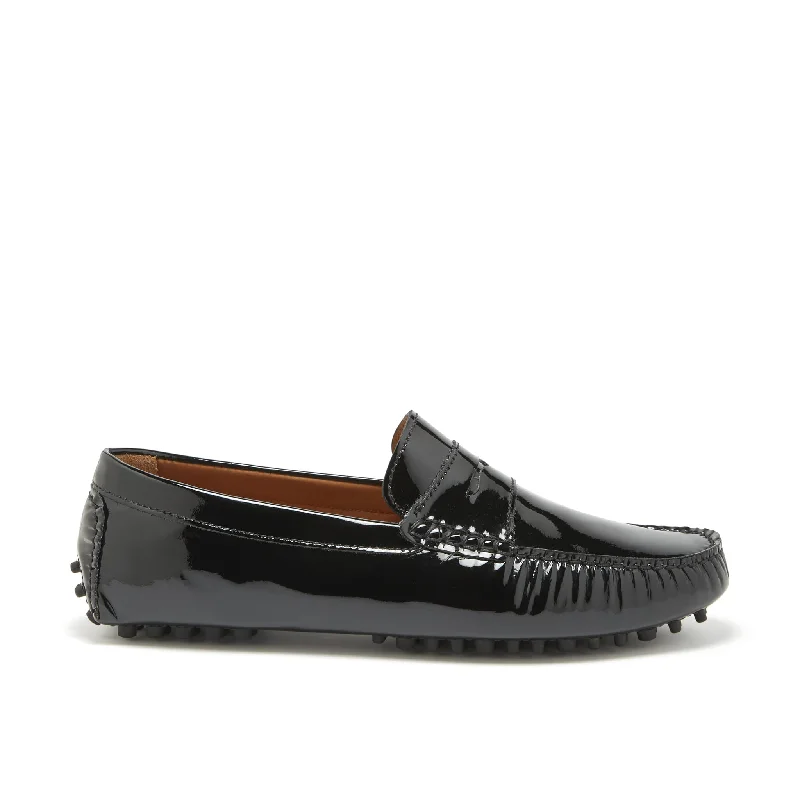 Men's loafers in a neutral color like black or brownPenny Driving Loafers, black patent leather