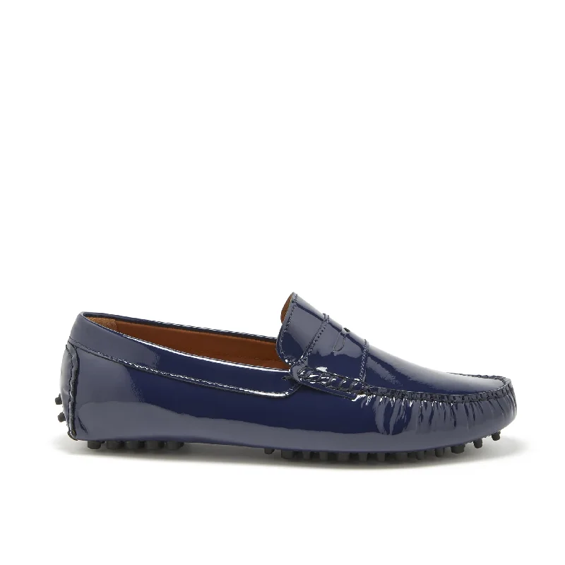 Men's loafers with a cushioned footbedPenny Driving Loafers, navy blue patent leather Men's loafers with a cushioned footbedPenny Driving Loafers, navy blue patent leather