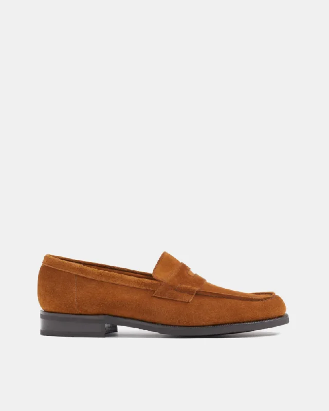 Men's leather loafers with a penny slotTobacco Suede Lightweight Penny Loafer