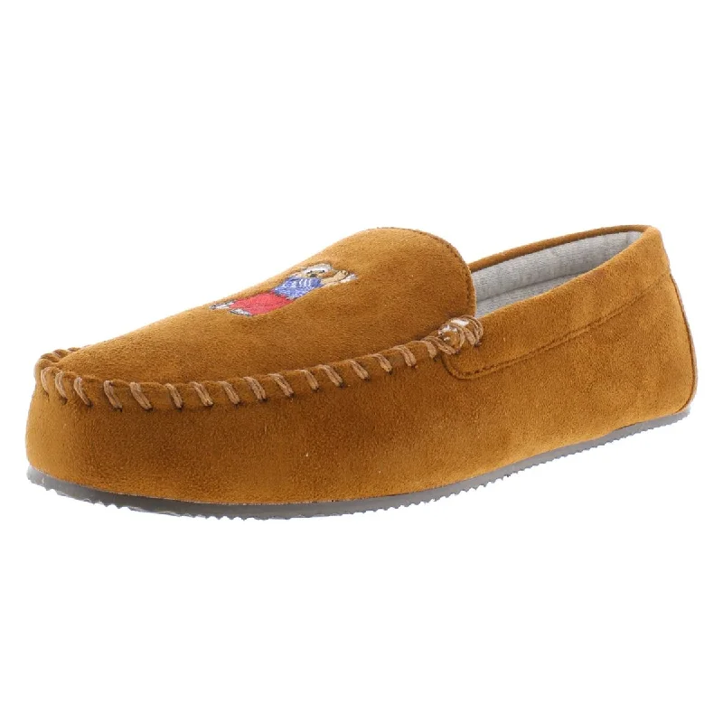 Polo Ralph Lauren Mens Golfing Bear Micro suede Memory Foam Moccasin Slippers