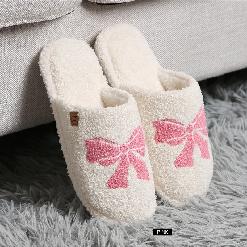 Ribbon Bow Print Luxury Soft Home Slippers Pack of 6