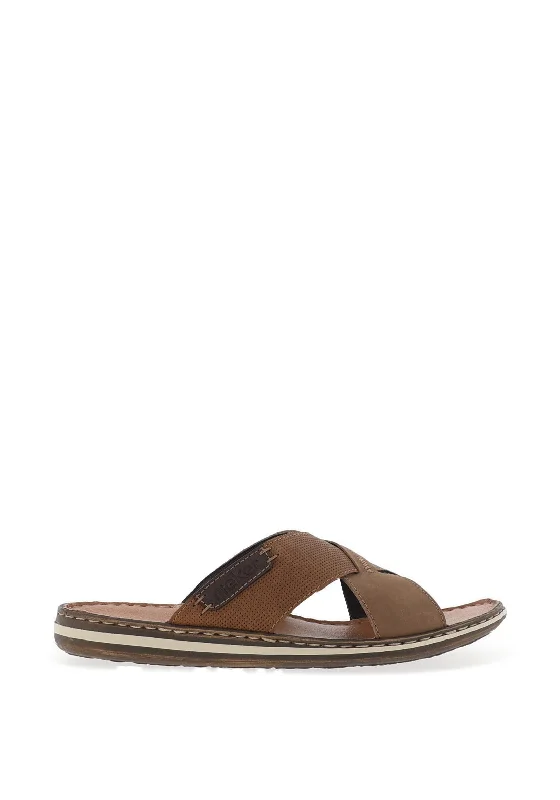 Men's casual shoes with a geometric patternRieker Men’s Crossover Sandals, Brown