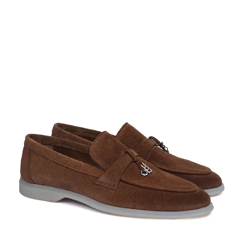 Men's loafers with a smooth leather finishRustic Suede Leather Loafer with Metal Initial Men's loafers with a smooth leather finishRustic Suede Leather Loafer with Metal Initial