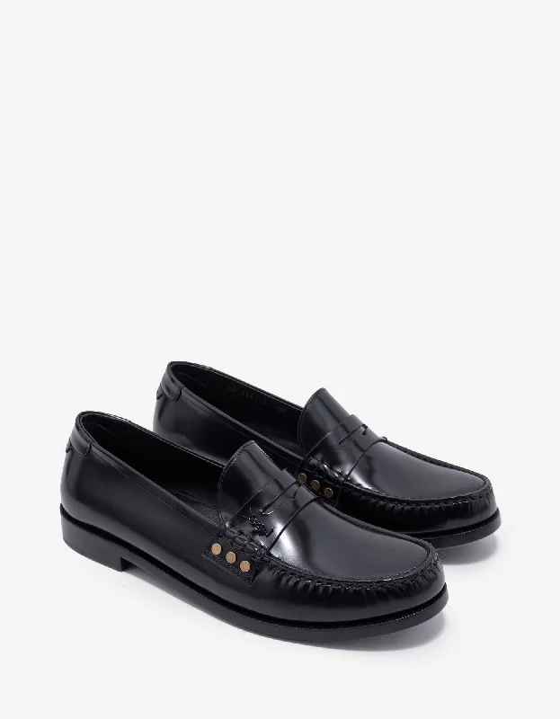 Men's loafers with a low - heeled designSaint Laurent Black Le Loafer