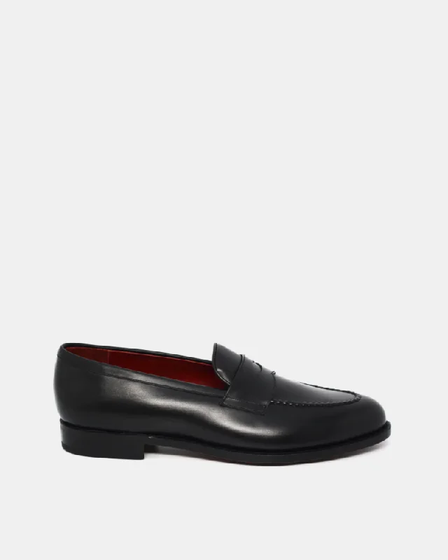 Men's loafers with a flexible sole for easy movementBlack Calf Leather Penny Loafer Men's loafers with a flexible sole for easy movementBlack Calf Leather Penny Loafer