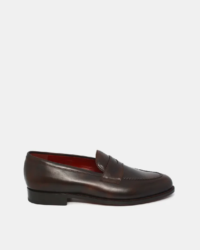 Men's loafers with a stretchy side panel for a better fitMuseum Brown Leather Penny Loafer Men's loafers with a stretchy side panel for a better fitMuseum Brown Leather Penny Loafer