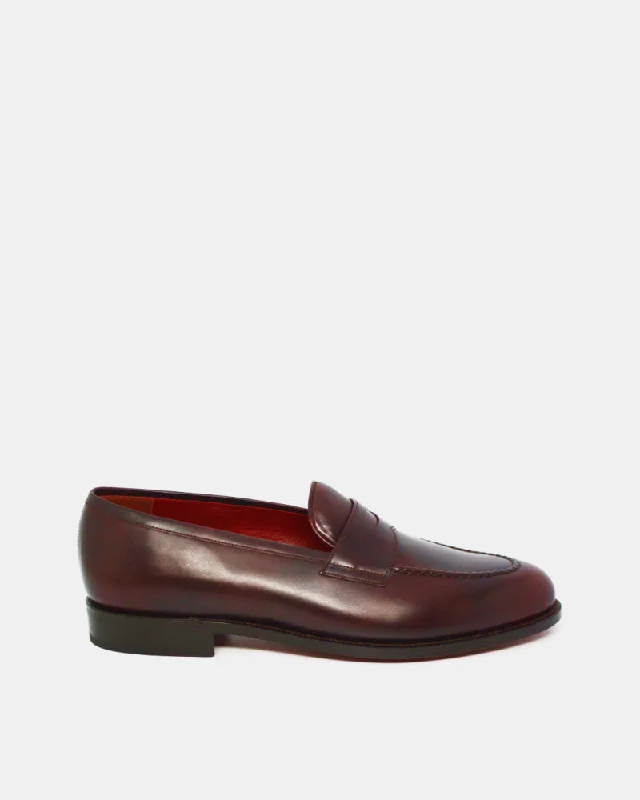 Men's loafers with a removable insole for cleaningBurgundy Leather Penny Loafer