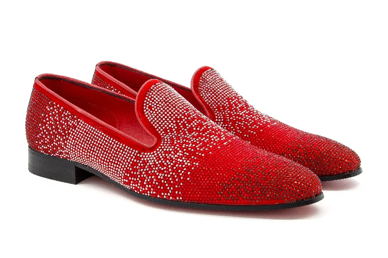 Men's loafers with a perforated leather upper for ventilationThe Mandana Diamond Loafers - Red Men's loafers with a perforated leather upper for ventilationThe Mandana Diamond Loafers - Red