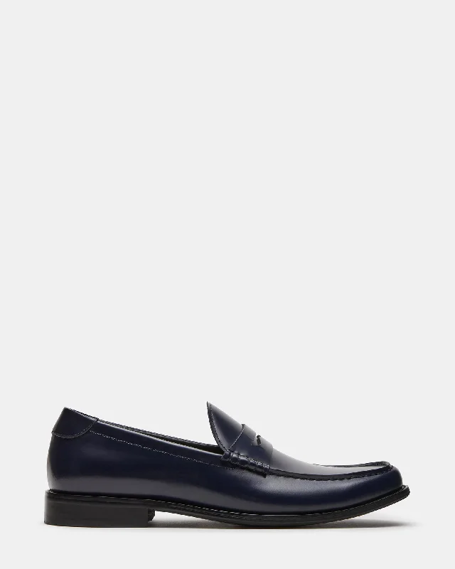 Men's loafers with a low - heeled designTOPIA NAVY BOX LEATHER