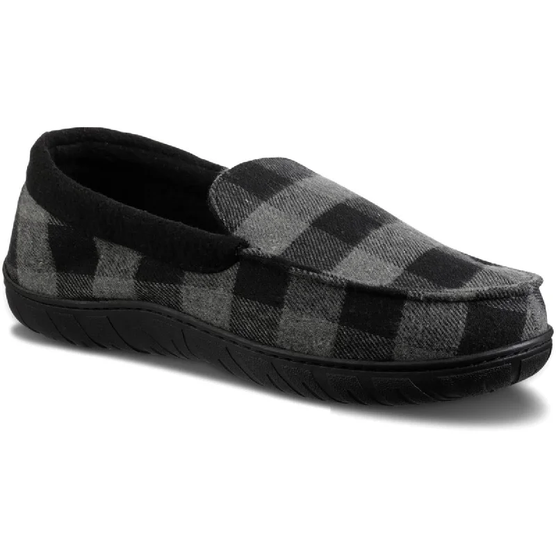 Totes Mens Flannel Slip On Loafer Slippers