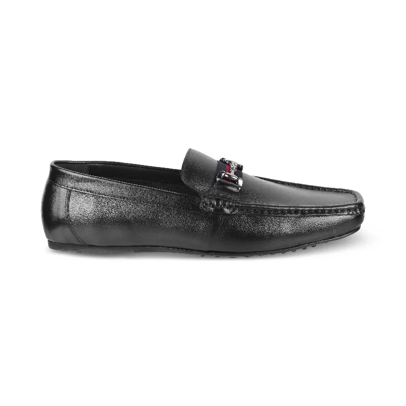 Men's loafers with a moc - toe designTresmode Bilbao Black Men's Leather Loafers