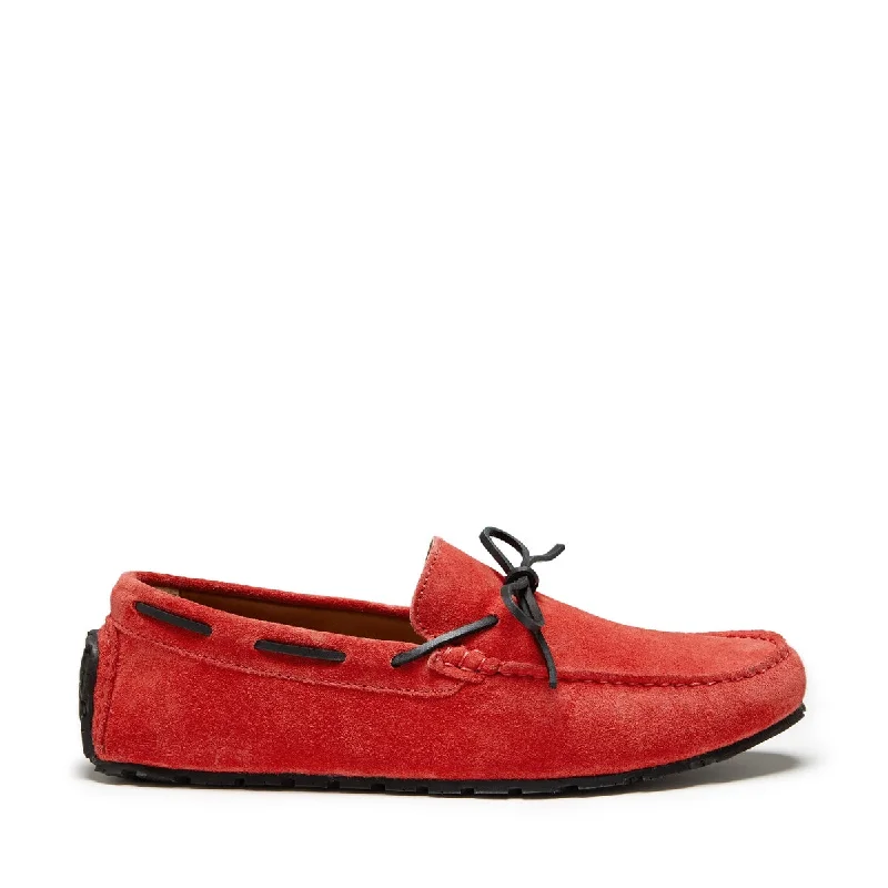 Men's loafers with a memory foam insoleTyre Sole Laced Driving Loafers, red suede