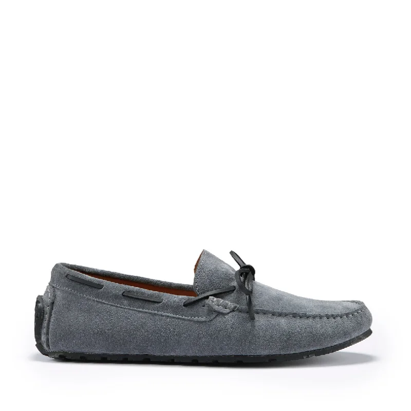 Men's loafers with a removable insole for cleaningTyre Sole Laced Driving Loafers, slate grey suede Men's loafers with a removable insole for cleaningTyre Sole Laced Driving Loafers, slate grey suede