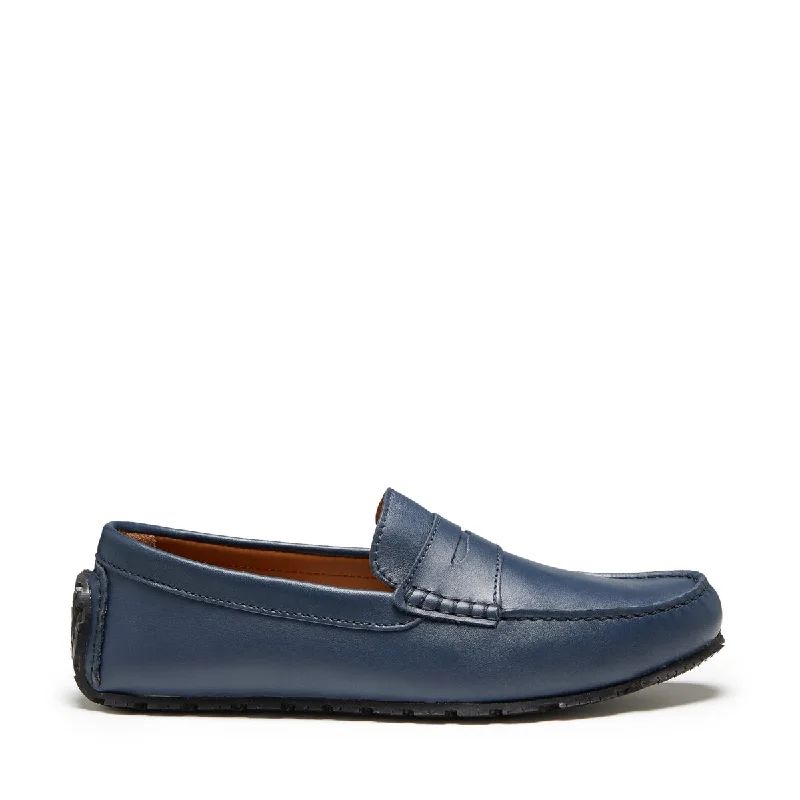 Men's loafers with a stretchy side panel for a better fitTyre Sole Penny Driving Loafers, french navy leather Men's loafers with a stretchy side panel for a better fitTyre Sole Penny Driving Loafers, french navy leather