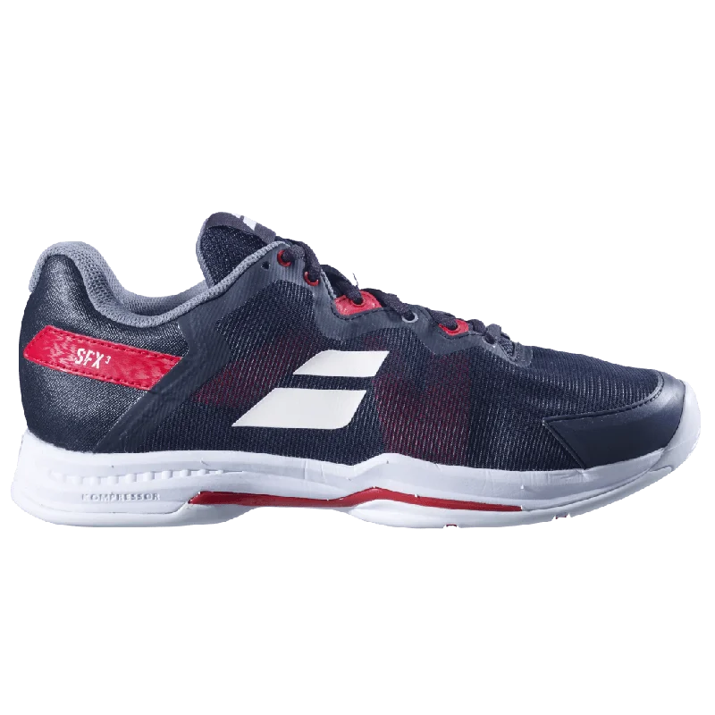 Men's Prince tennis shoes for control - oriented playersBabolat Men's SFX 3 All Court (Black/Poppy Red) Men's Prince tennis shoes for control - oriented playersBabolat Men's SFX 3 All Court (Black/Poppy Red)