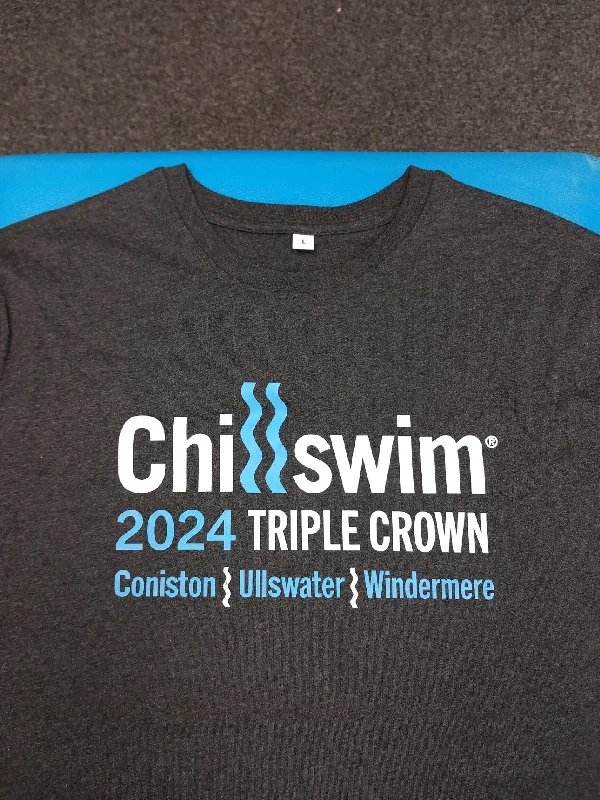 Men's running shoes with a wide toe box for comfortChillswim Triple Crown Tee.
