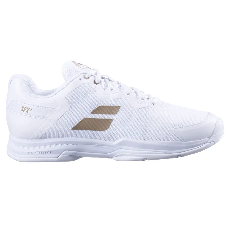 Men's tennis shoes featuring Gel shock - absorptionBabolat Women's SFX 3 Wimbledon(White/Gold) Men's tennis shoes featuring Gel shock - absorptionBabolat Women's SFX 3 Wimbledon(White/Gold)