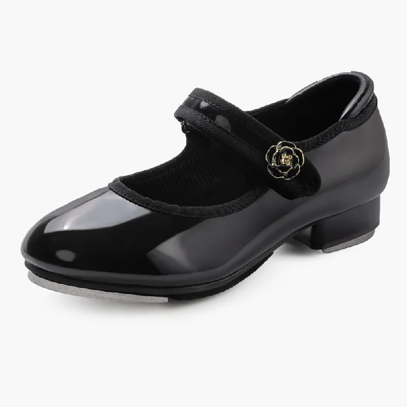 Stretchable Canvas Jazz Dance Shoes in Black for Comfortable MovementsGirls Velcro Strap Tap Shoes Stretchable Canvas Jazz Dance Shoes in Black for Comfortable MovementsGirls Velcro Strap Tap Shoes