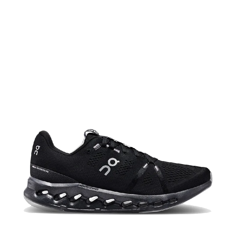 Leather men's sneakers with a low - top designOn Men's Cloudsurfer Running Sneaker in All Black