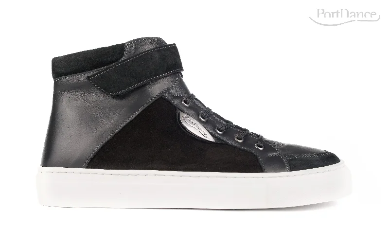 Women's Ankle - Strap Tap Dance Shoes in Purple with Noise - Reducing FeaturesPortDance PDHH 002 Black Leather Sneaker Women's Ankle - Strap Tap Dance Shoes in Purple with Noise - Reducing FeaturesPortDance PDHH 002 Black Leather Sneaker