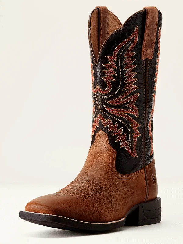 Western - style men's cowboy boots with intricate stitchingAriat 10053579 Mens Brush Creek Cowboy Boot Mesa Tan Western - style men's cowboy boots with intricate stitchingAriat 10053579 Mens Brush Creek Cowboy Boot Mesa Tan
