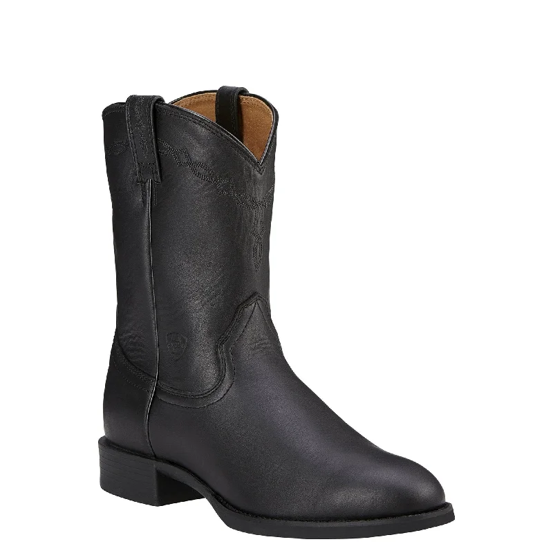 Men's cowboy boots with a distressed leather finishAriat Men's Heritage Black Roper Western Boots 10002280 Men's cowboy boots with a distressed leather finishAriat Men's Heritage Black Roper Western Boots 10002280