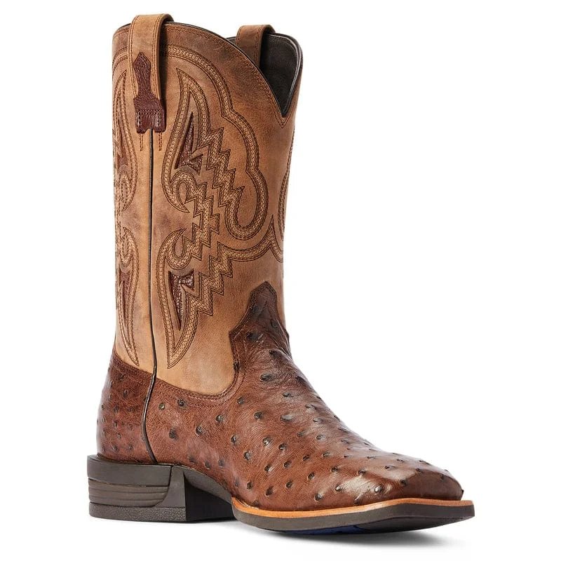 Men's cowboy boots with a suede shaftAriat Men's Dagger Dark Tabac Full Quill Ostrich Exotic Western Boots 10042475 Men's cowboy boots with a suede shaftAriat Men's Dagger Dark Tabac Full Quill Ostrich Exotic Western Boots 10042475