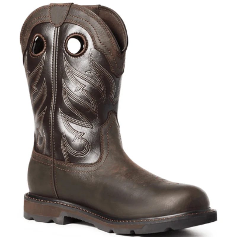 Men's cowboy boots with a scalloped edgeAriat Men's Groundwork Dark Brown Waterproof Work Boots 10035965 Men's cowboy boots with a scalloped edgeAriat Men's Groundwork Dark Brown Waterproof Work Boots 10035965