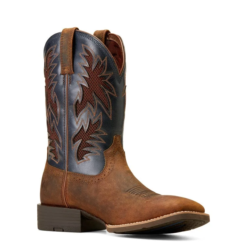 Men's cowboy boots with a heel guardAriat Men's Sport Cool VentTEK Bar Top Brown Square Toe Western Boots 10035928