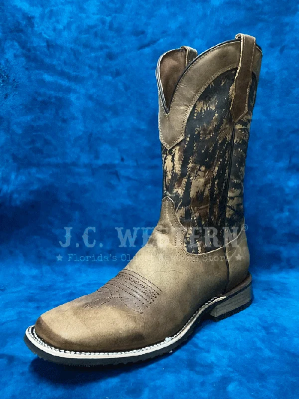 Circle G L6083 Mens Camo Printed Shaft Wide Square Toe Boot Tan