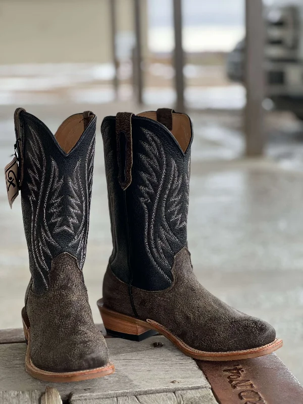 Alligator - print men's cowboy boots for a bold lookFenoglio Boot Co. | Brown Cape Buffalo w/ Black Boot