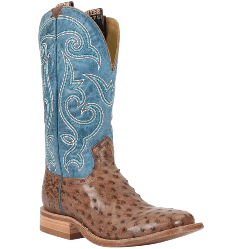 Men's cowboy boots with a suede shaftHyer Men's Jetmore Tabac/Blue Square Toe Exotic Cowboy Boots HM11008 Men's cowboy boots with a suede shaftHyer Men's Jetmore Tabac/Blue Square Toe Exotic Cowboy Boots HM11008