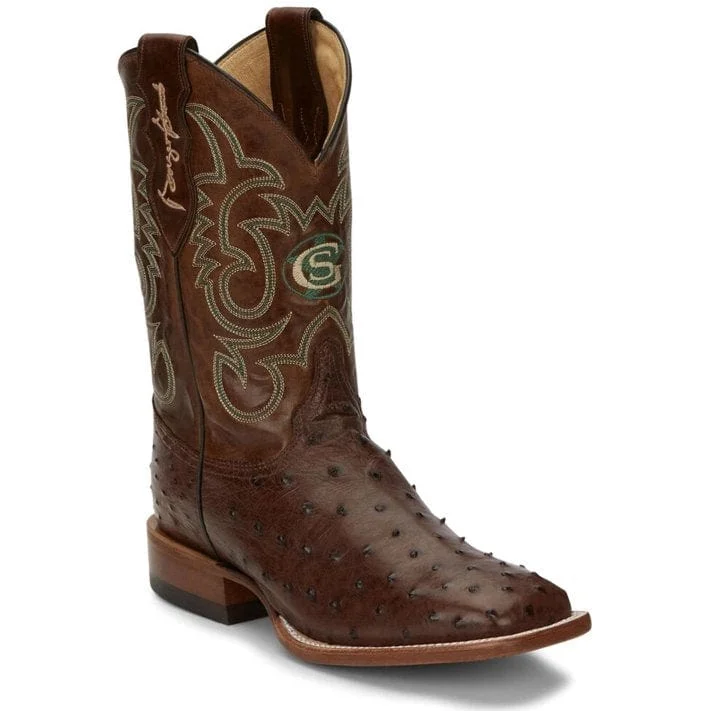 Justin Men's Poteet Tobacco Brown Full Quill Ostrich Western Boots GS5700