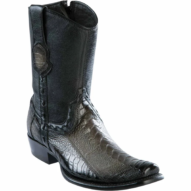 Men's Wild West Ostrich Leg Skin Dubai Toe Short Boot 279B0538