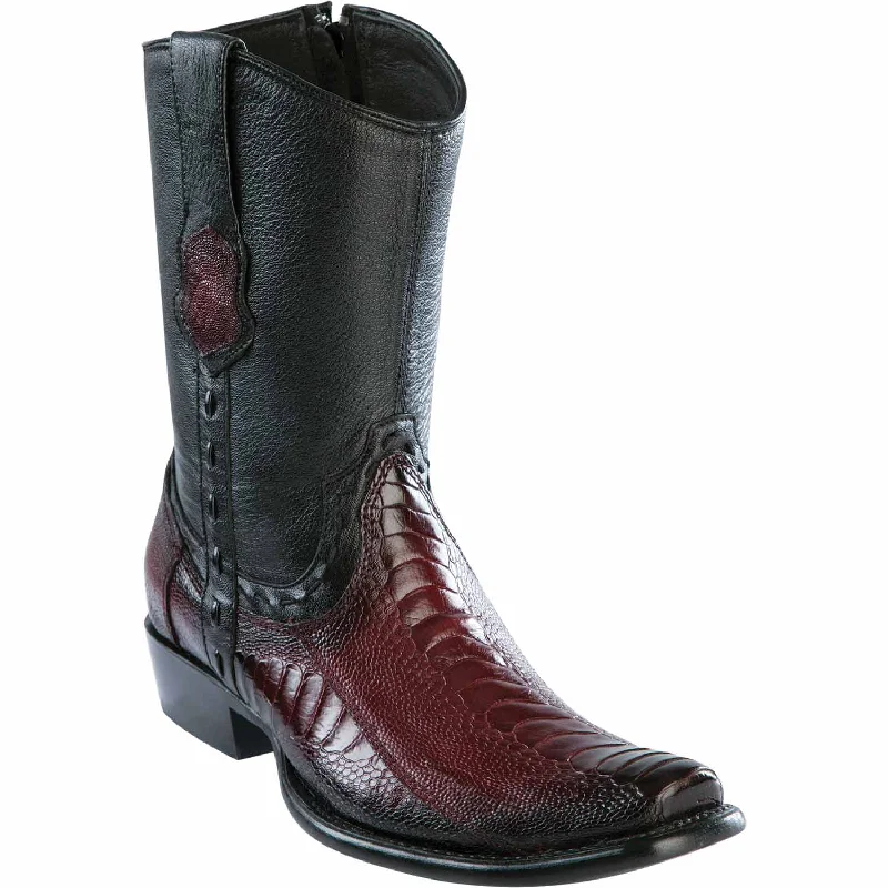 Men's Wild West Ostrich Leg Skin Dubai Toe Short Boot 279B0543