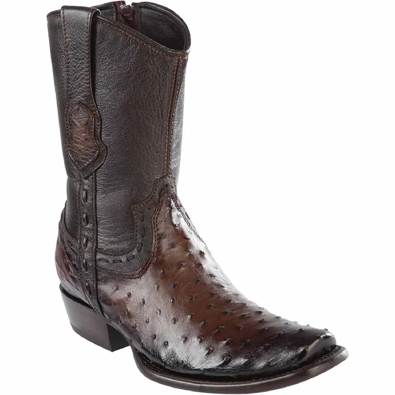 Men's Wild West Ostrich Skin Dubai Toe Short Boot 279B0316