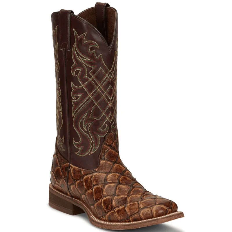 Nocona Men's Bryce Maple Brown Pirarucu Print Western Boots NB5561