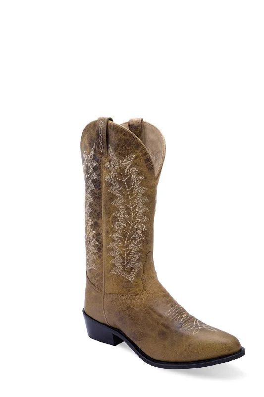 Old West Mens Western Burnt Tan Leather Cowboy Boots