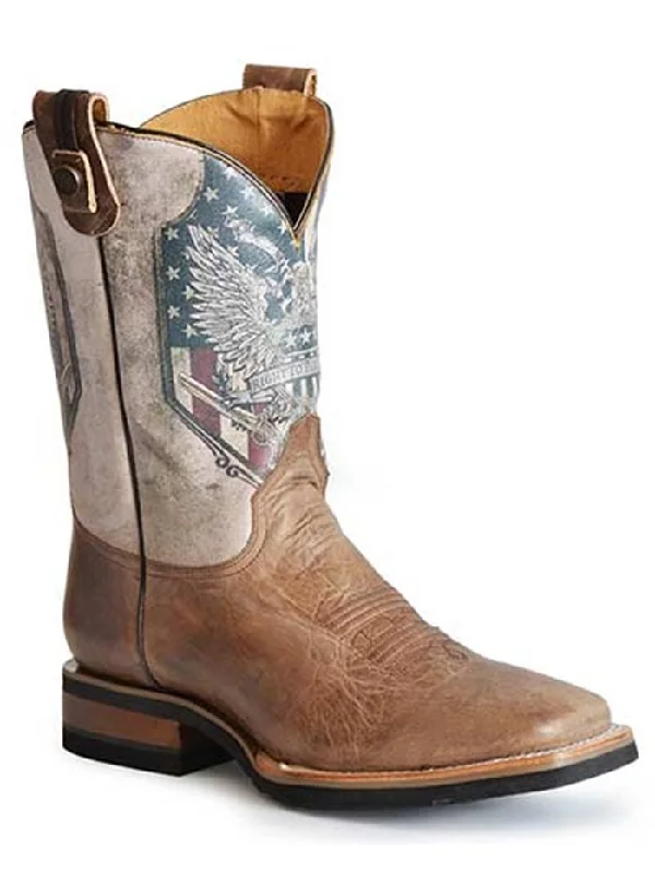 Men's cowboy boots with a concho belt detailRoper 09-020-8282-8272 BR Mens 2nd Amendment Square Toe Western Boots Brown Men's cowboy boots with a concho belt detailRoper 09-020-8282-8272 BR Mens 2nd Amendment Square Toe Western Boots Brown