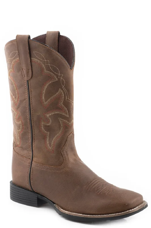 Men's cowboy boots with a concho belt detailRoper Mens Vintage Tan Leather Monterey Cowboy Boots Men's cowboy boots with a concho belt detailRoper Mens Vintage Tan Leather Monterey Cowboy Boots