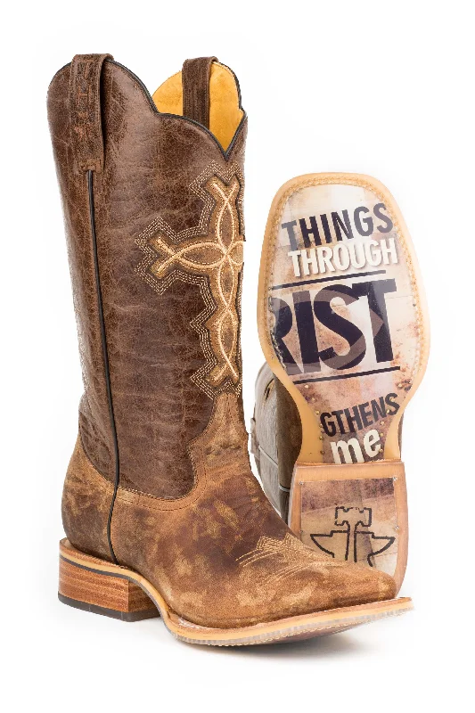 Men's cowboy boots with a suede shaftTin Haul Ichthys Around Us Mens Brown Leather 4:13 Sole Cowboy Boots Men's cowboy boots with a suede shaftTin Haul Ichthys Around Us Mens Brown Leather 4:13 Sole Cowboy Boots