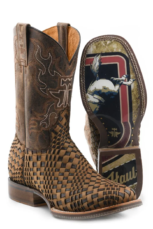 Alligator - print men's cowboy boots for a bold lookTin Haul Mens Dream Weaver Tan Leather Cowboy Boots Alligator - print men's cowboy boots for a bold lookTin Haul Mens Dream Weaver Tan Leather Cowboy Boots