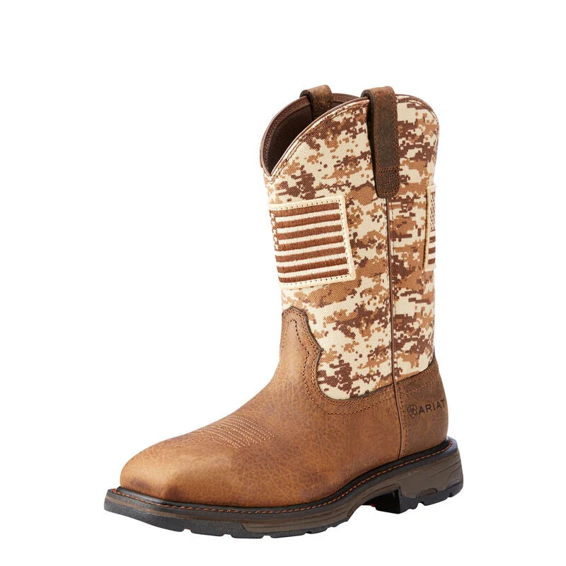Men's cowboy boots with a rubber sole for tractionAriat WorkHog Patriot Work Boot