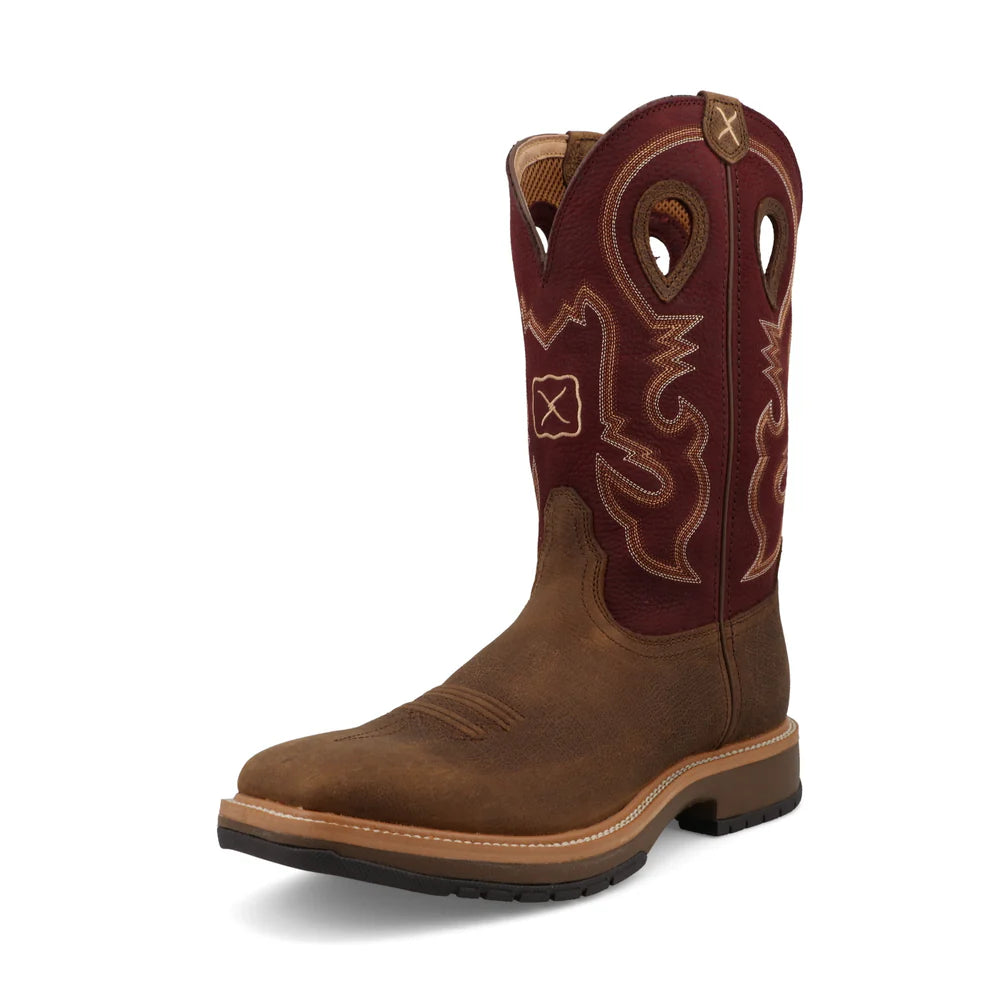 Men's western boots with a leather - wrapped heel and a smooth finishTwisted X Brunette 12" Soft Toe Men's Work Boot Men's western boots with a leather - wrapped heel and a smooth finishTwisted X Brunette 12" Soft Toe Men's Work Boot