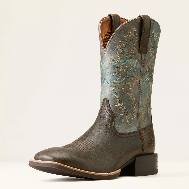 Men's western boots with a silver - toned hardware and accentsAriat Men's Chocolate Brown Sport Latigo Western Boot Men's western boots with a silver - toned hardware and accentsAriat Men's Chocolate Brown Sport Latigo Western Boot