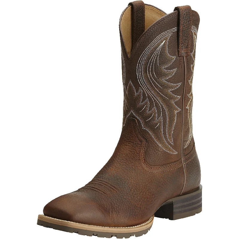 Men's western boots with a leather - wrapped heel and a smooth finishAriat Men's Hybrid Rancher Boot Men's western boots with a leather - wrapped heel and a smooth finishAriat Men's Hybrid Rancher Boot