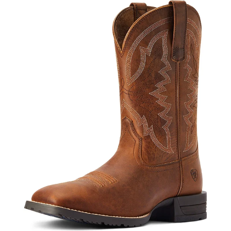 Men's western boots with a suede shaft and a leather soleAriat Men's Thatch Brown Hybrid Ranchwork Western Boot Men's western boots with a suede shaft and a leather soleAriat Men's Thatch Brown Hybrid Ranchwork Western Boot