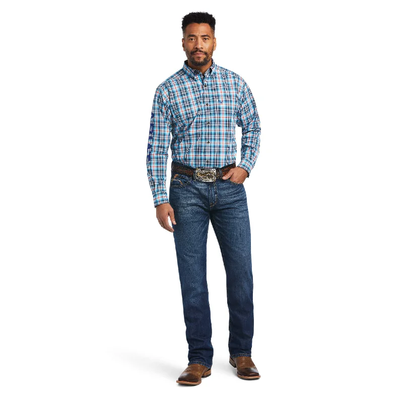 Ariat® Team Patten Men's Long Sleeve Western Shirt - Blue Plaid