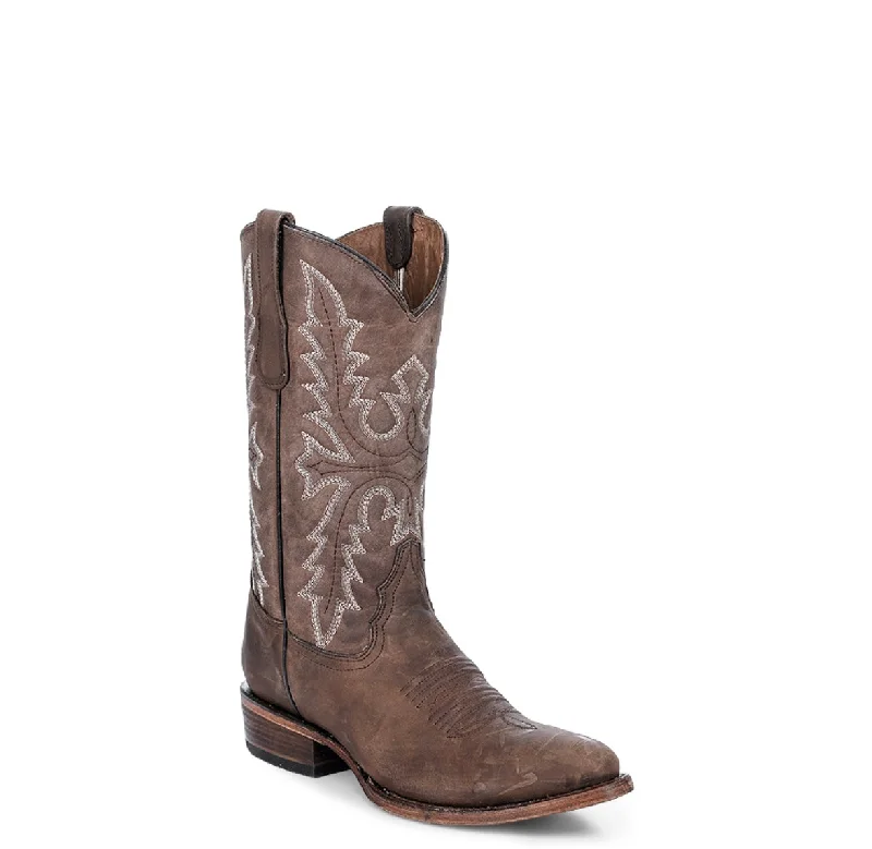 Western - style men's boots with intricate tooling and stitchingCircle G Men's Chocolate Embroidered Round Toe Western Boot Western - style men's boots with intricate tooling and stitchingCircle G Men's Chocolate Embroidered Round Toe Western Boot
