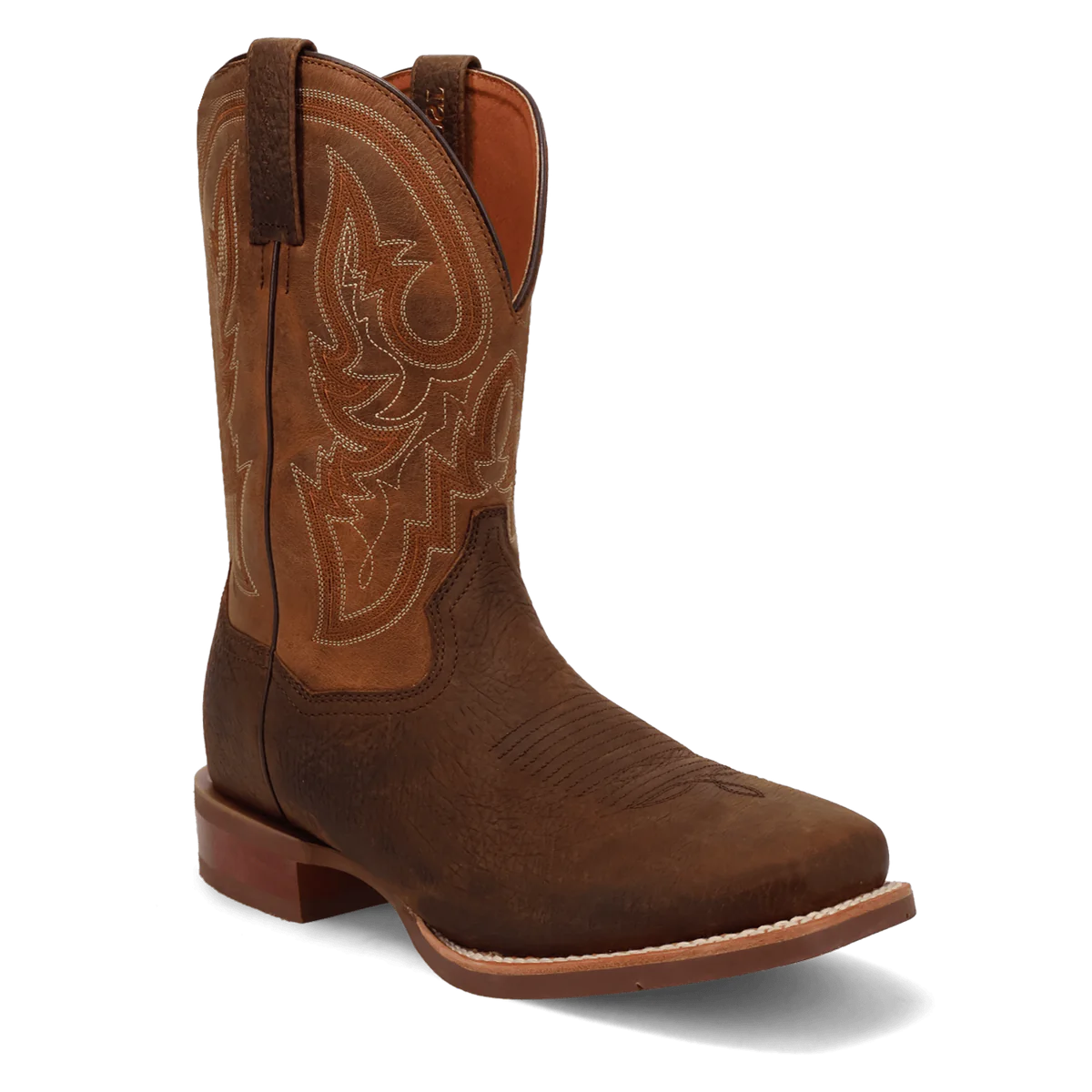 Men's western boots with a decorative inlay on the toe and heelDan Post Men's Brigston Leather Boot in Chocolate Men's western boots with a decorative inlay on the toe and heelDan Post Men's Brigston Leather Boot in Chocolate